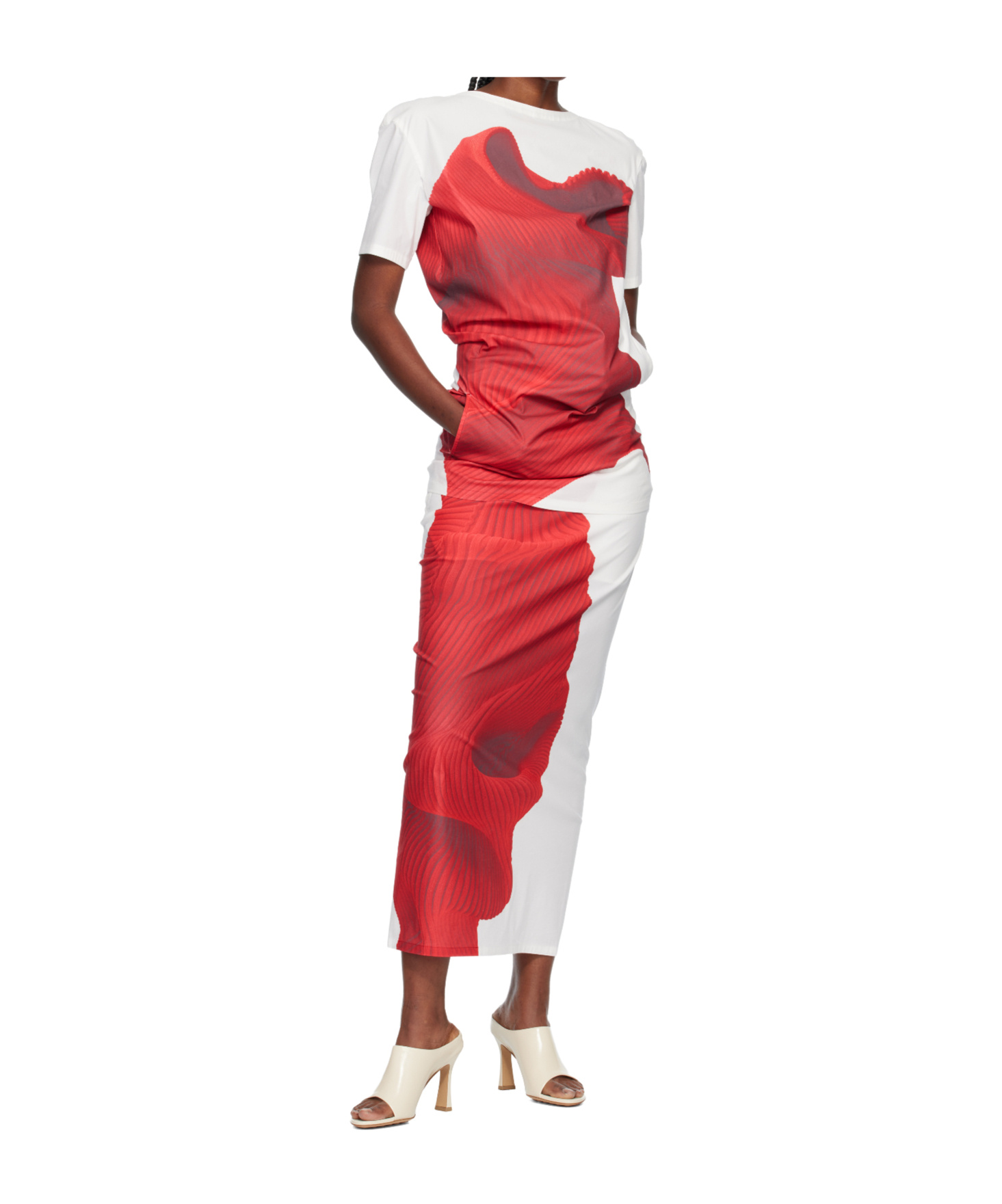 Issey Miyake Knit As Represented Midi Skirt In Multi