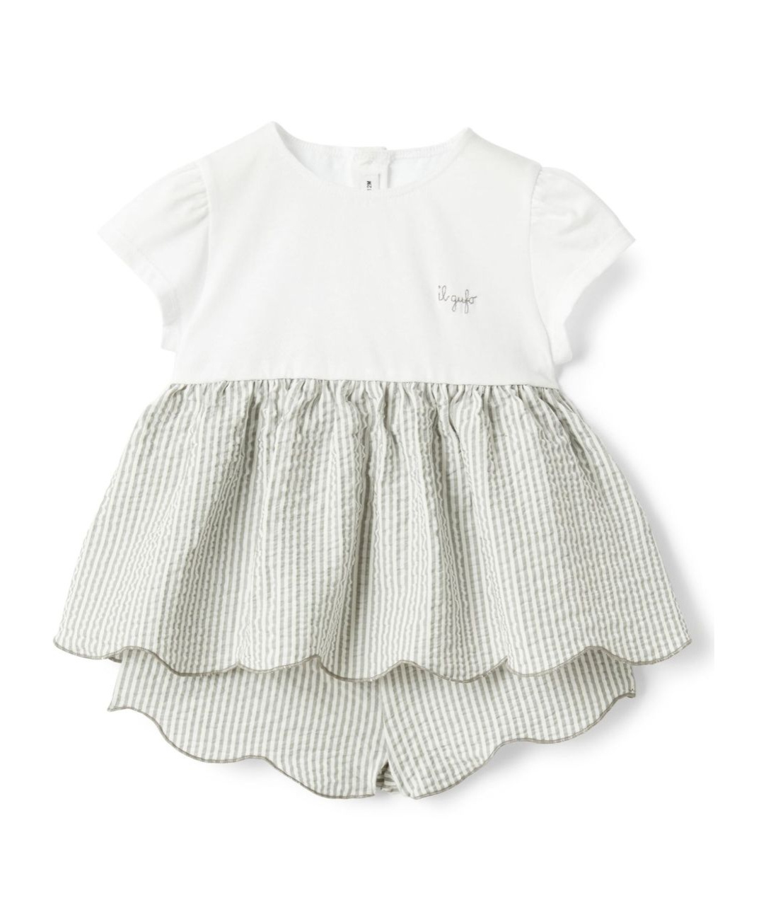 Il Gufo Short-sleeve And Pants Two-piece Set In White