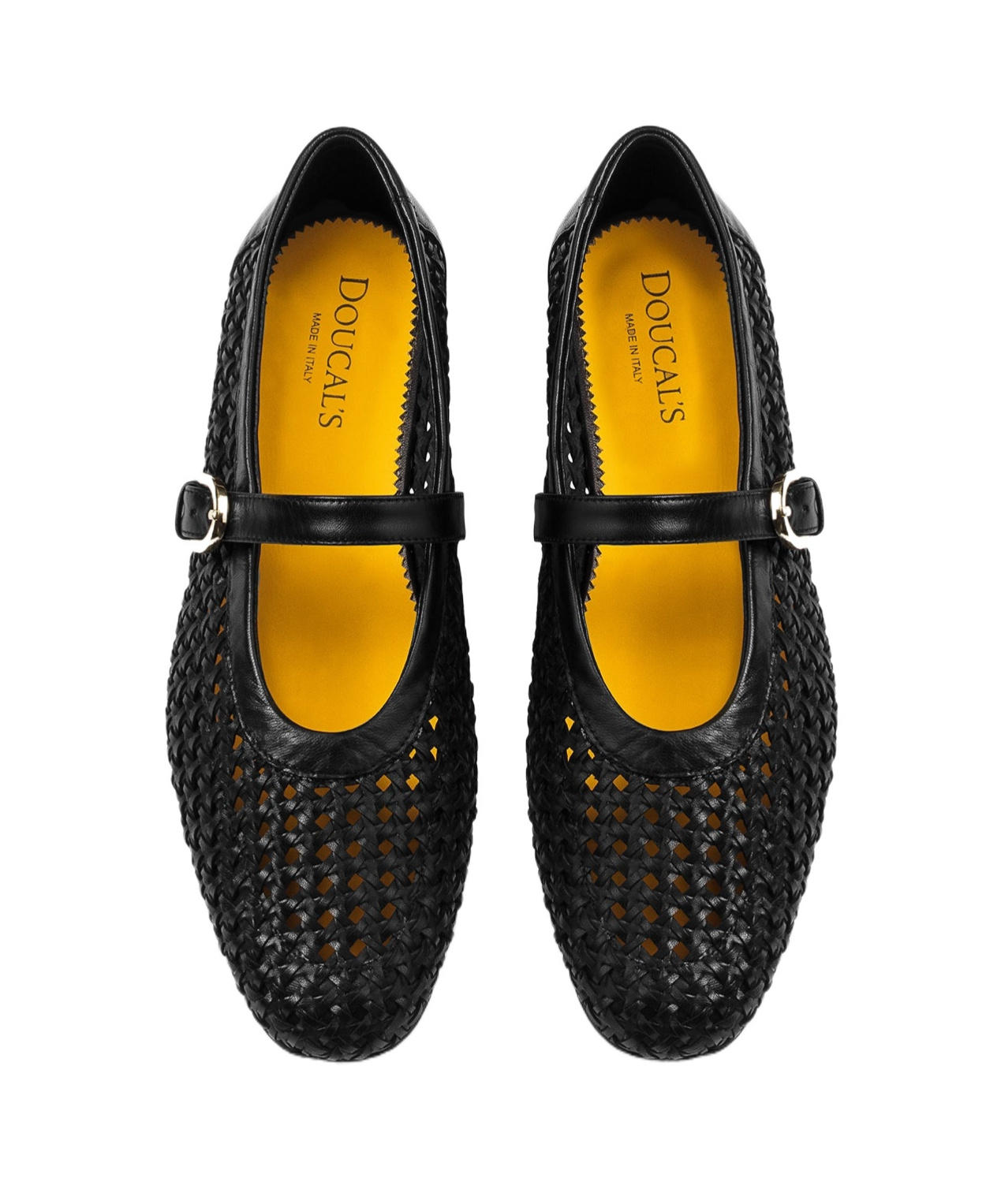 Doucal's Black Leather Ballet Flat With Strap In Black