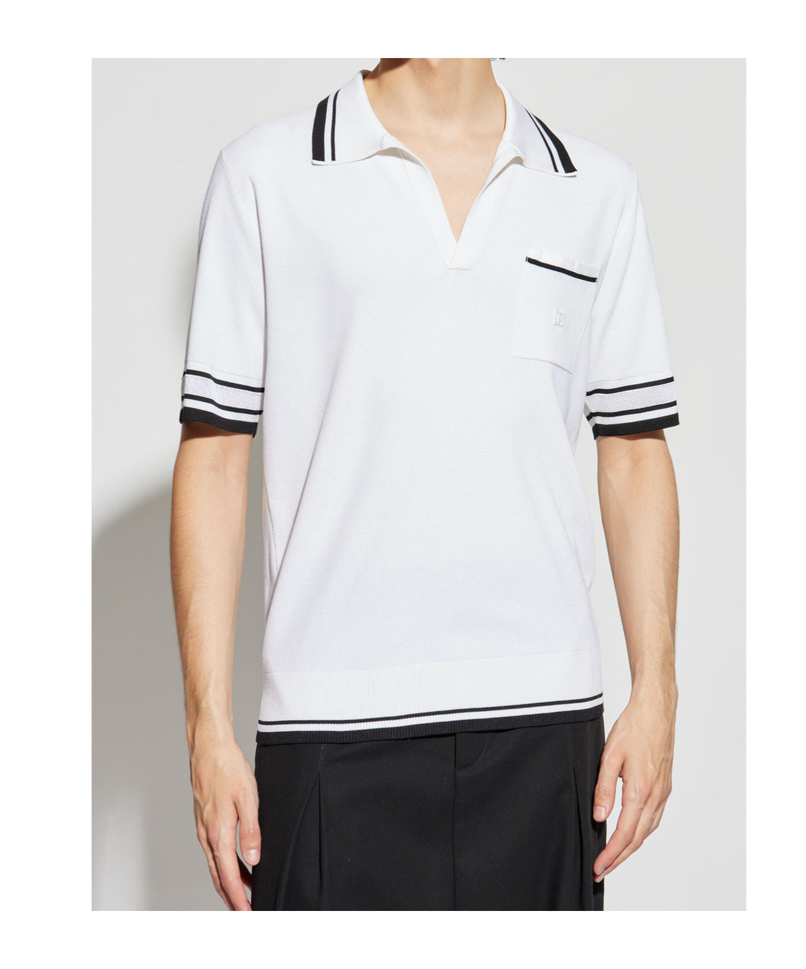 Dolce & Gabbana Striped-trim Polo-neck Top In Multi