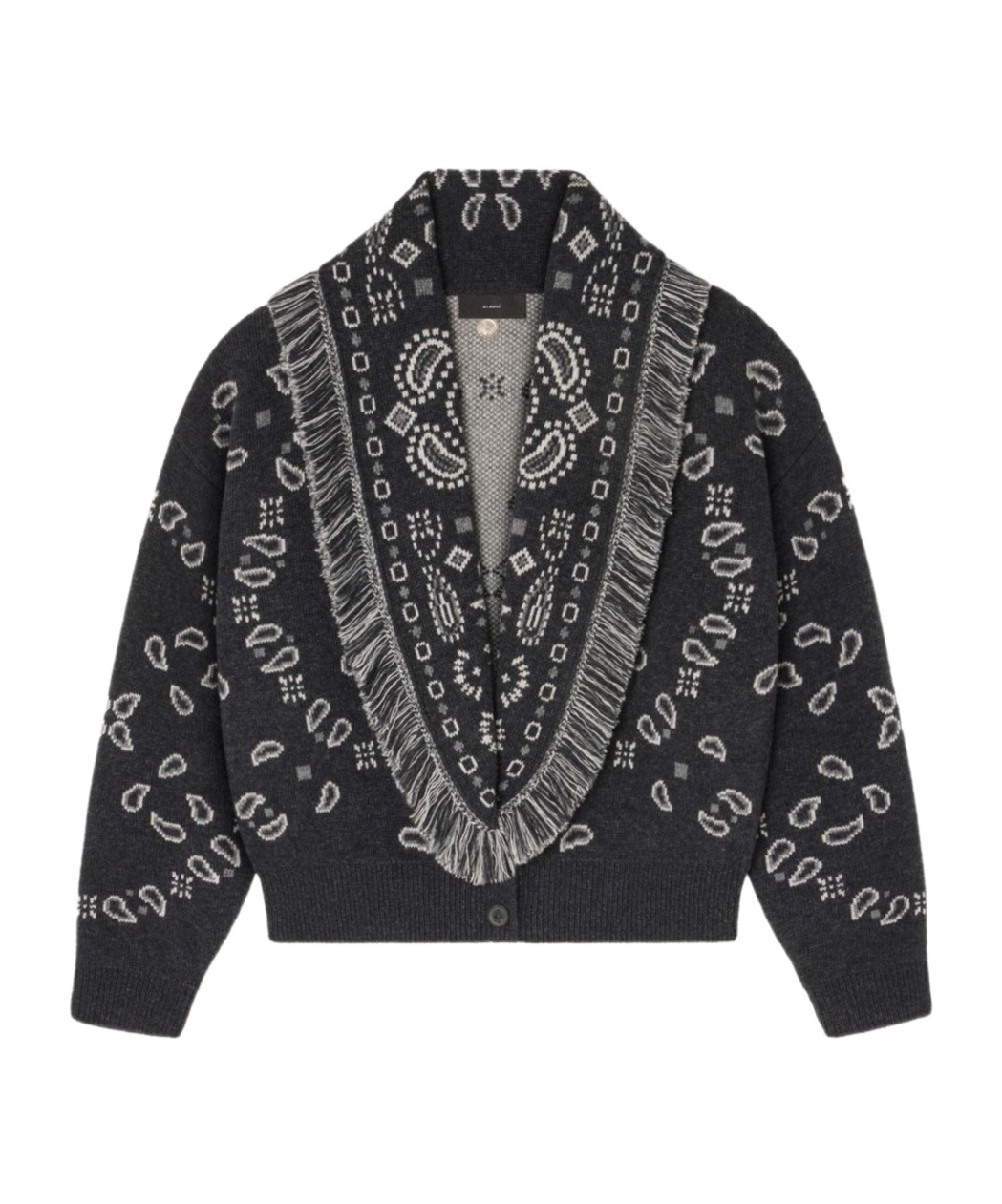 Alanui Bandana Wool And Cashmere Cardi-bomber In Gray