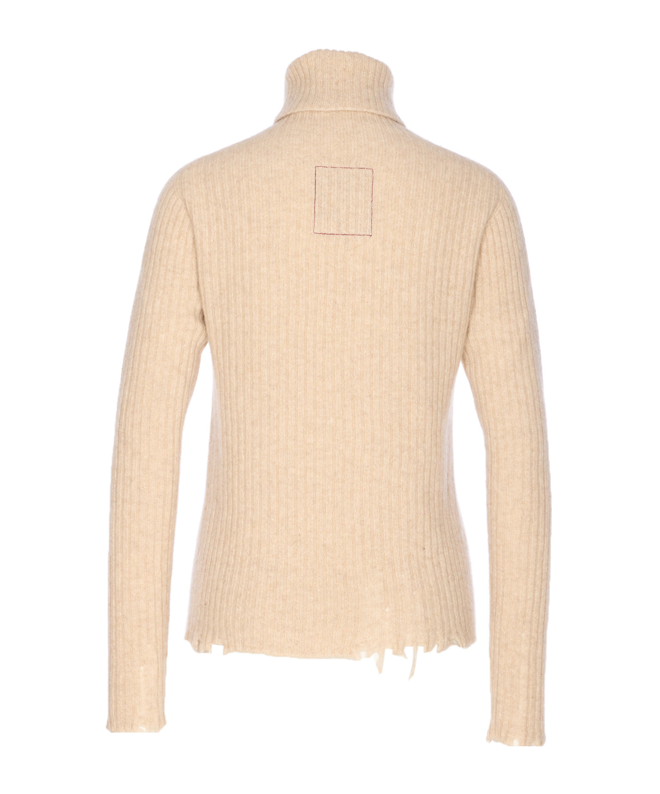 Uma Wang High Neck Turtleneck Knitwear With Distressed Ribbed Texture In Brown