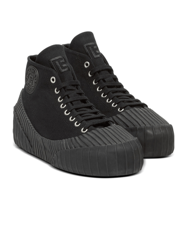Balmain Riff Low Canvas Sneakers In Black