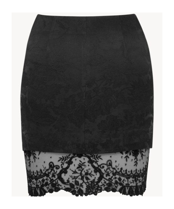 Saint Laurent Lace-trimmed Wool-jacquard Mini Skirt In Black