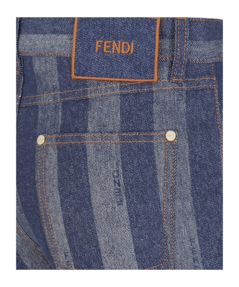 FENDI STRIPED CROPPED JEANS 