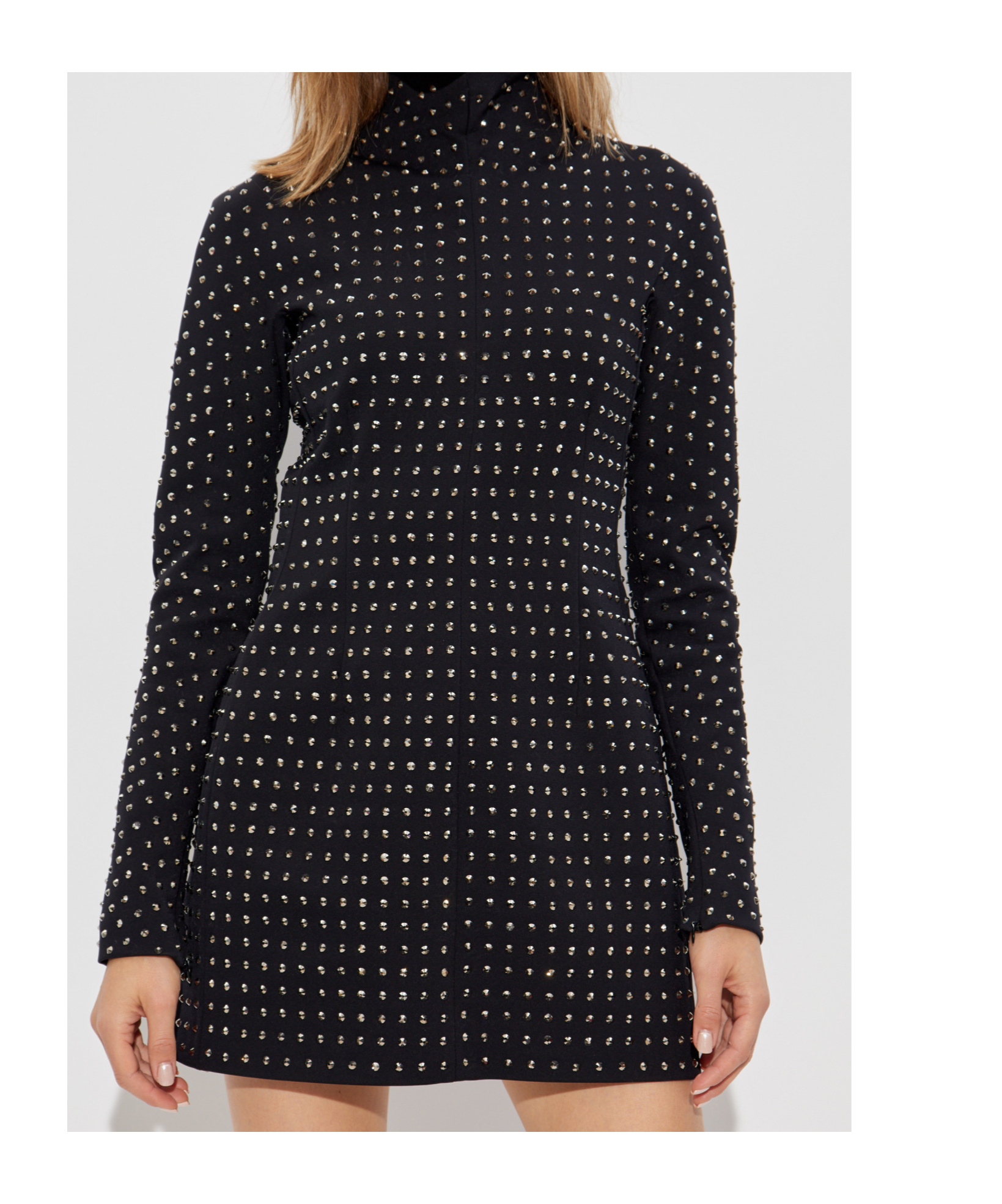 Sportmax Rhinestone-embellished Jersey Minidress In Black
