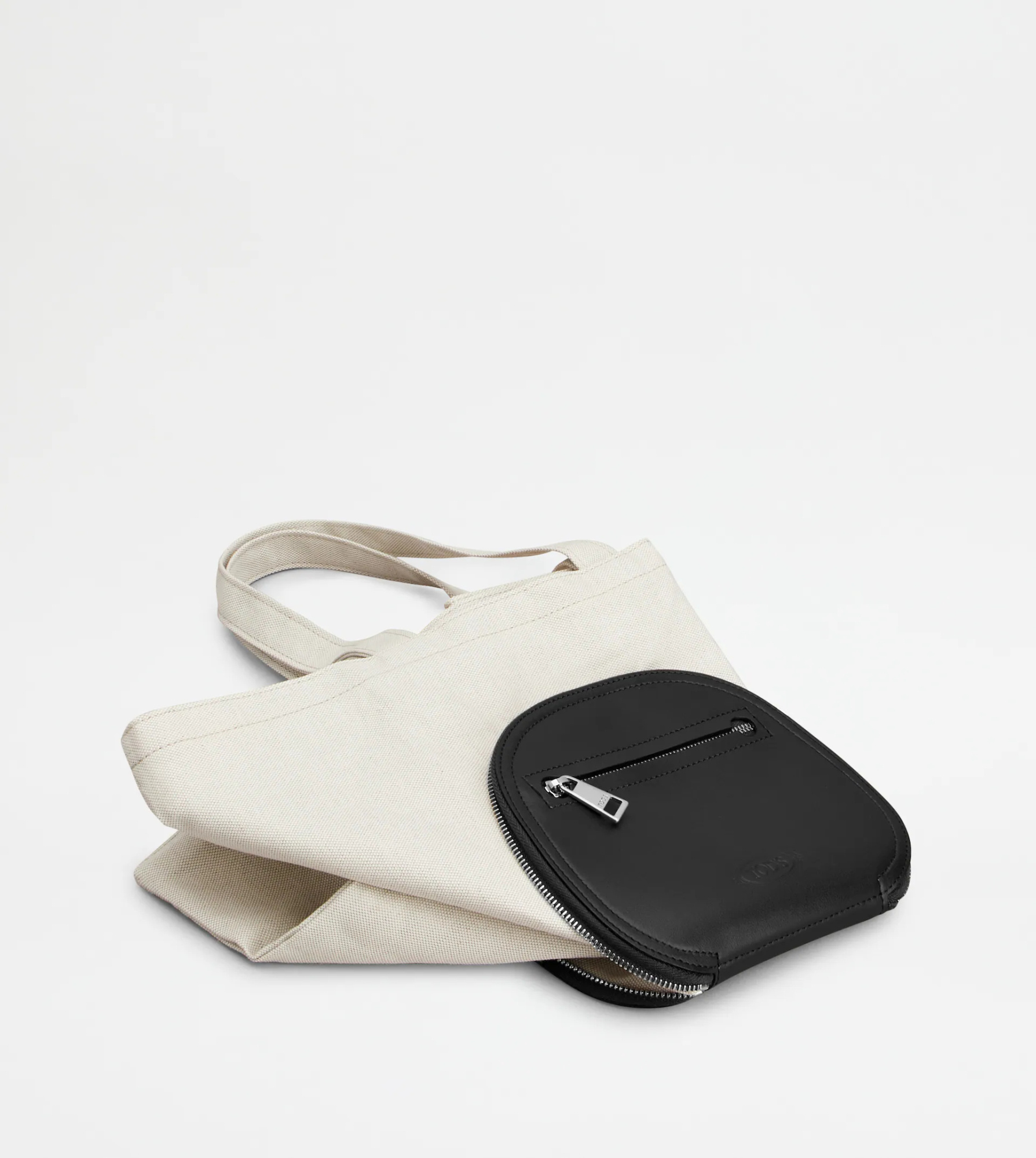 Tod's Canvas And Leather Folding Bag In Black