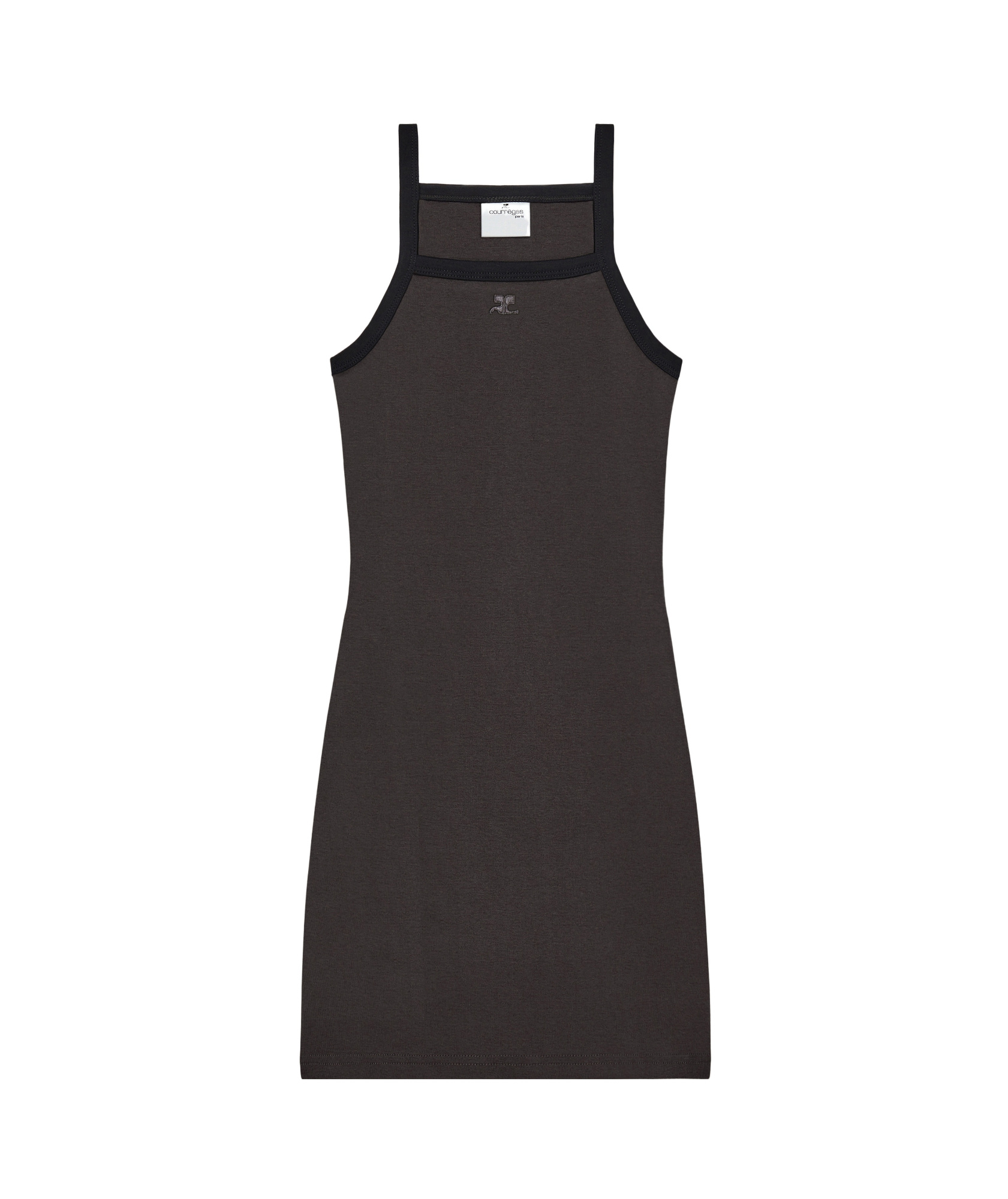 Courrèges Contrast Cotton Jersey Mini Dress In Black