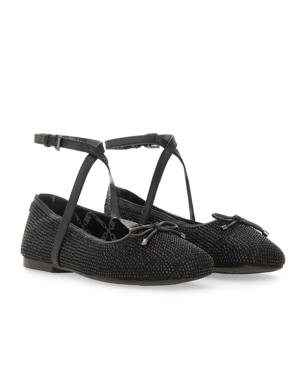 Shop Michael Kors Rhinestone-embellished Ballerina Shoes In Black