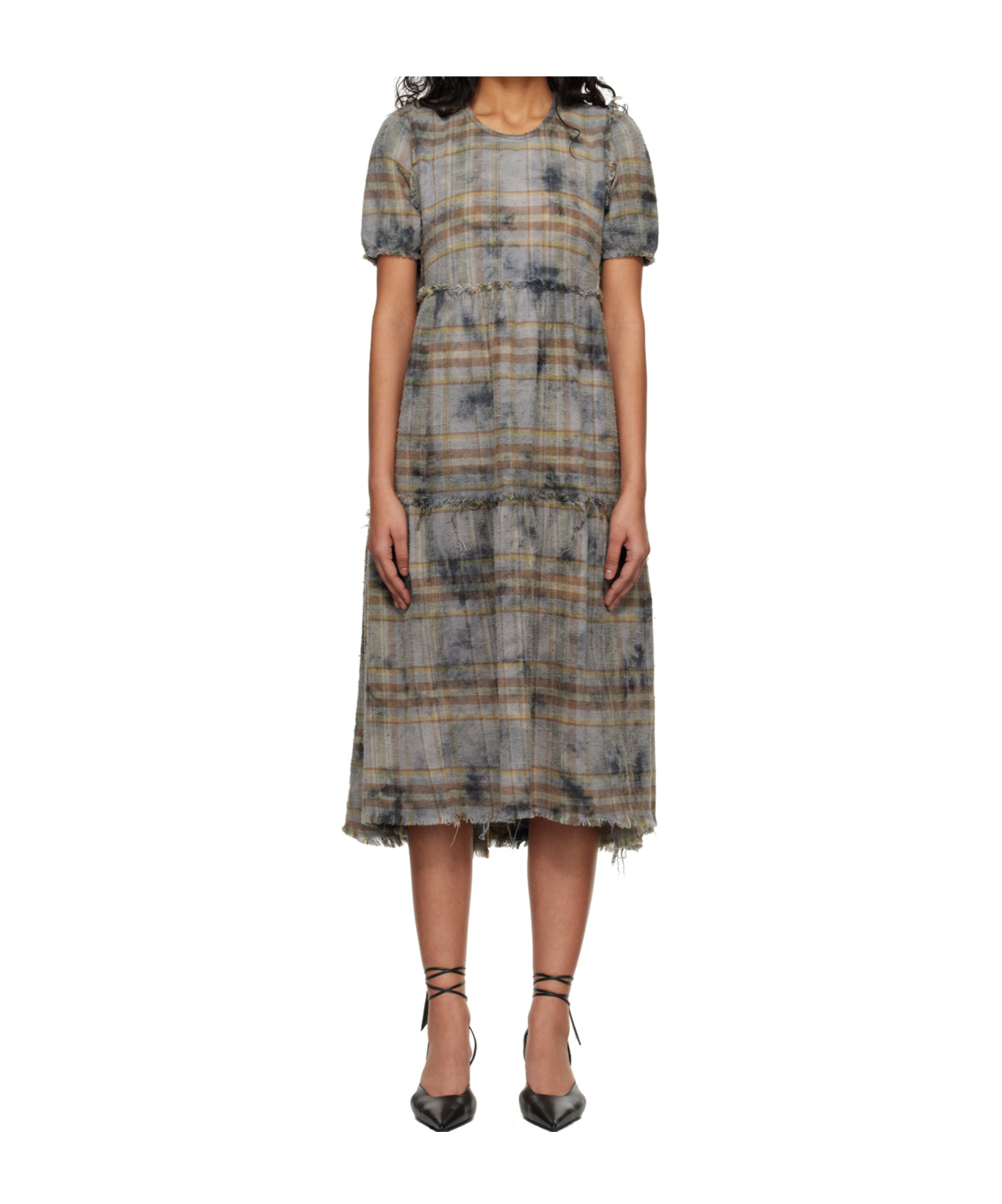 R13 Round Neck Midi Dress In Multi