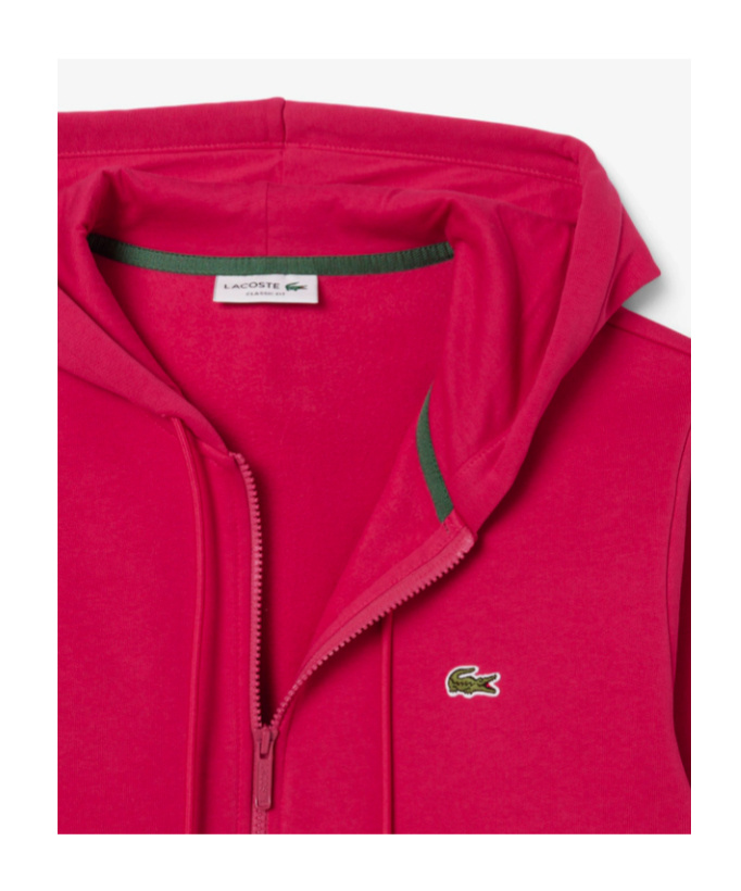 Lacoste Zip-up Fleece Hoodie In Pink