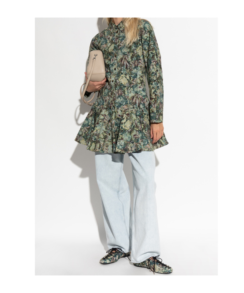 Ganni Patterned Dress In Green
