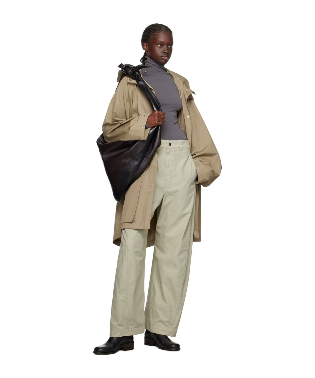 Shop Lemaire High-waisted Four-pocket Casual Pants In Gray