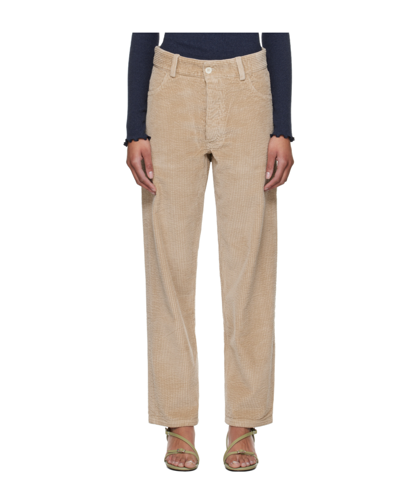 Baserange Casual Pants With Belt Loops In Neutral