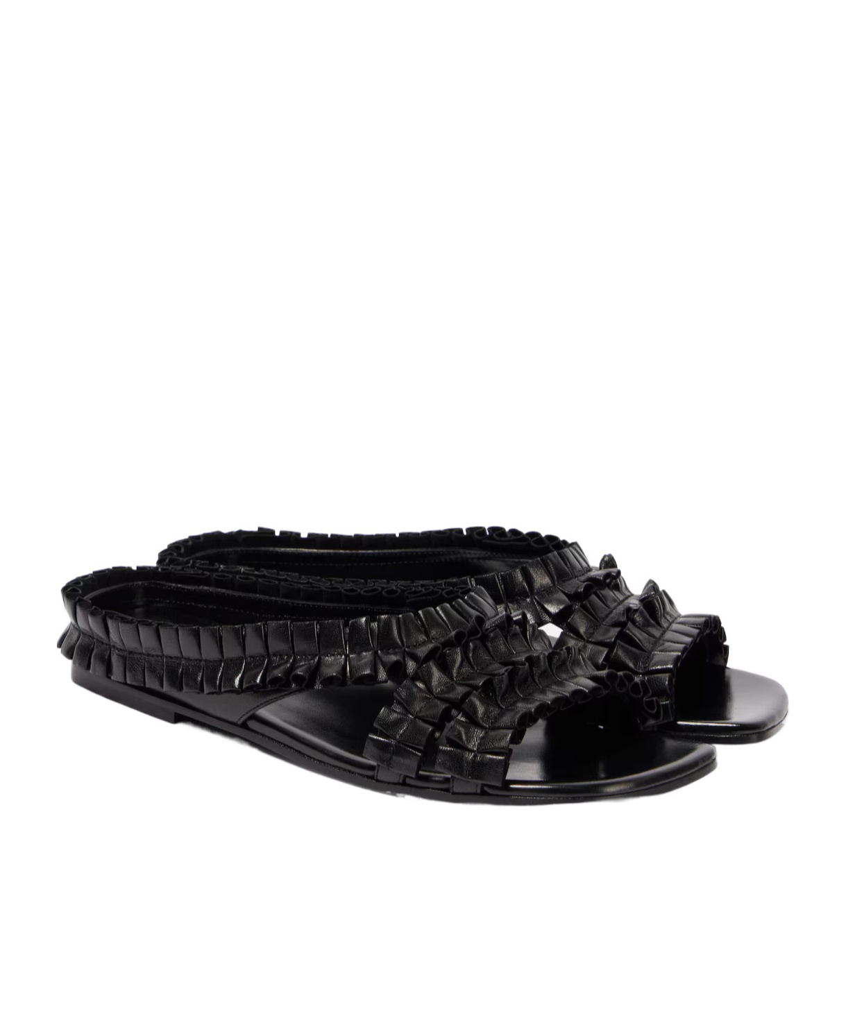 Dries Van Noten Square Toe Slippers In Black