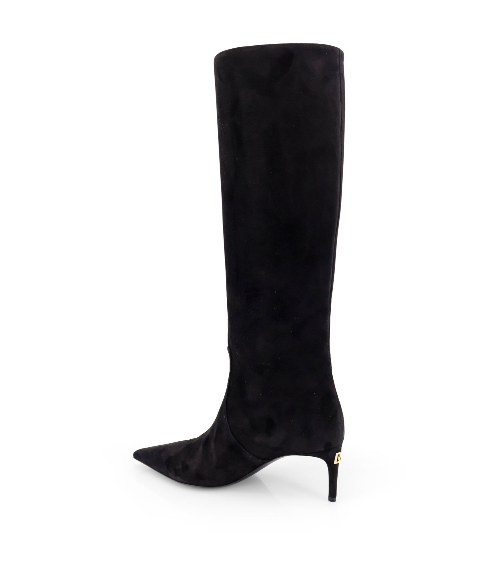 Dolce & Gabbana Black High Boots With Dg Logo In Suede Woman In Black
