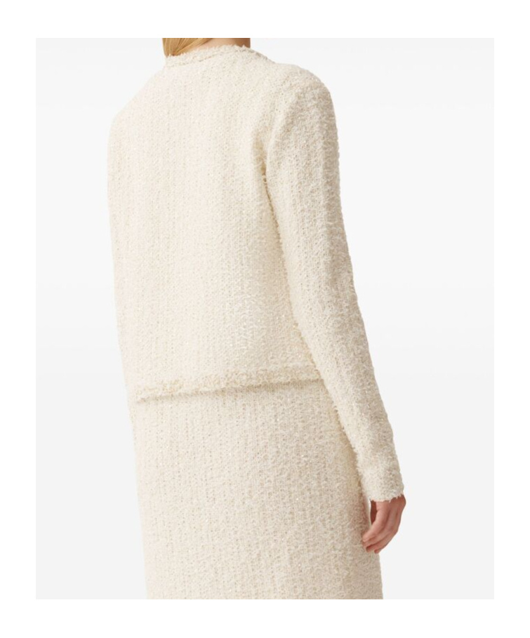 Fabiana Filippi Fringe-trim Sequin Tweed Cardigan In White