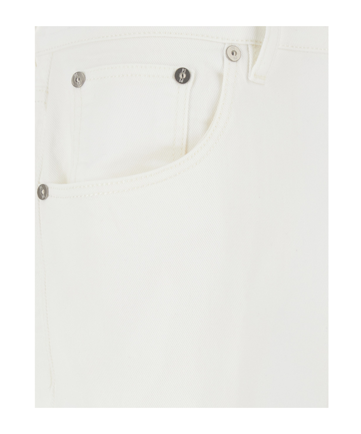 Pt Torino White Five Pocket Jeans With Logo Patch On The Back In Cotton Man In White