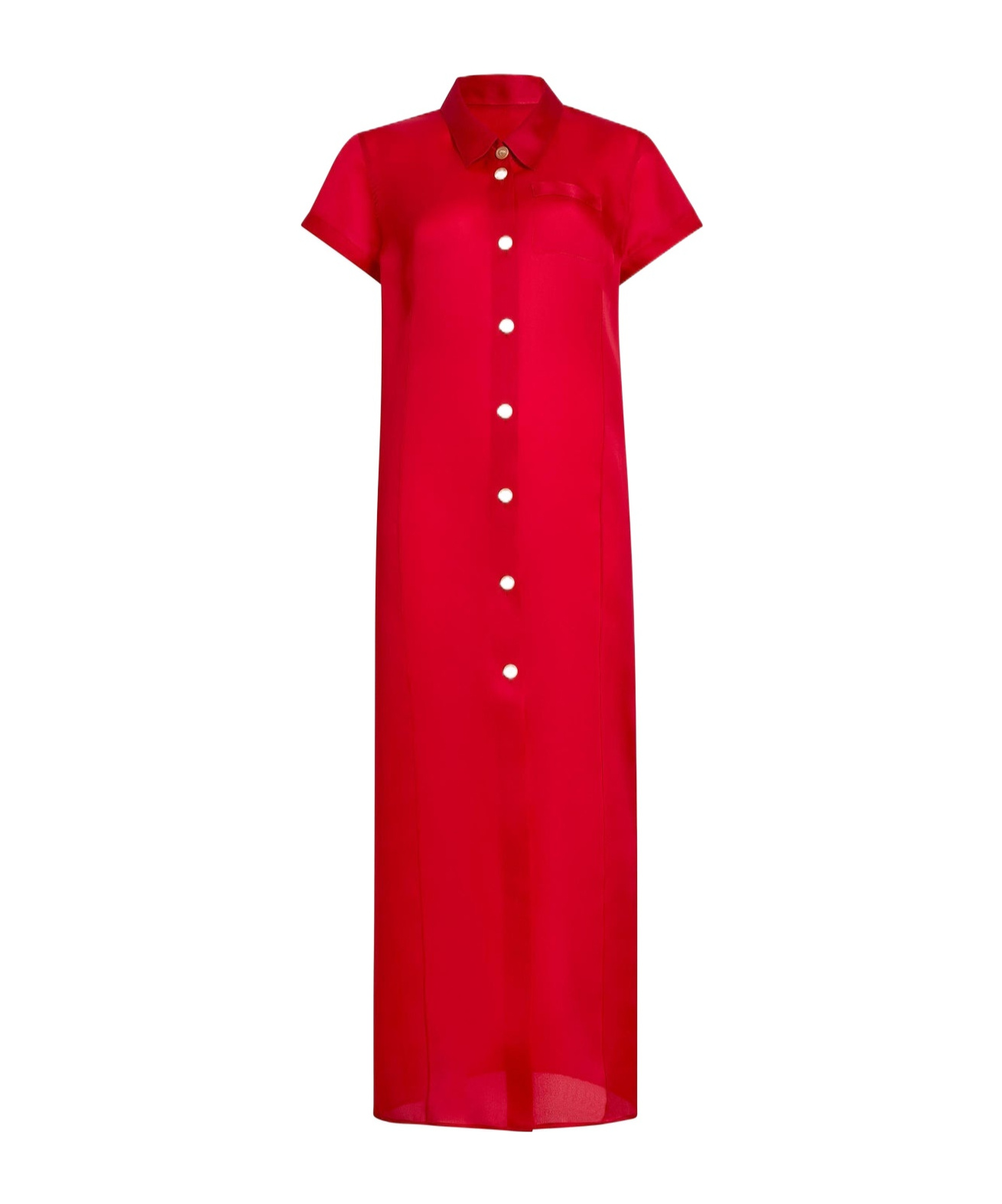 Khaite Effy Silk And Cotton-blend Organza Midi Shirt Dress In Red