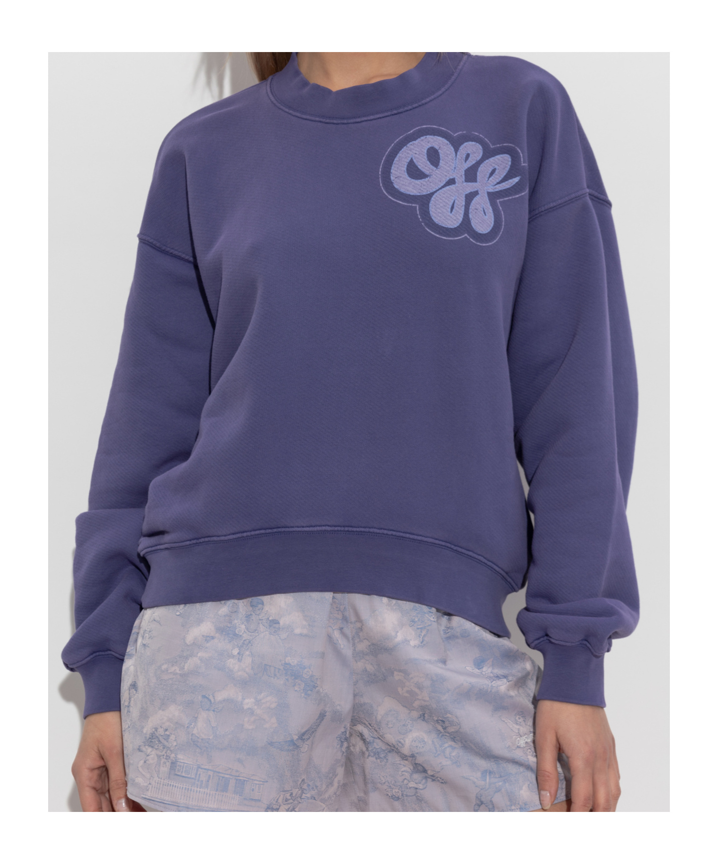 OFF-WHITE OFF-WHIT LOGO PRINTED CREWNECK T-SHIRT