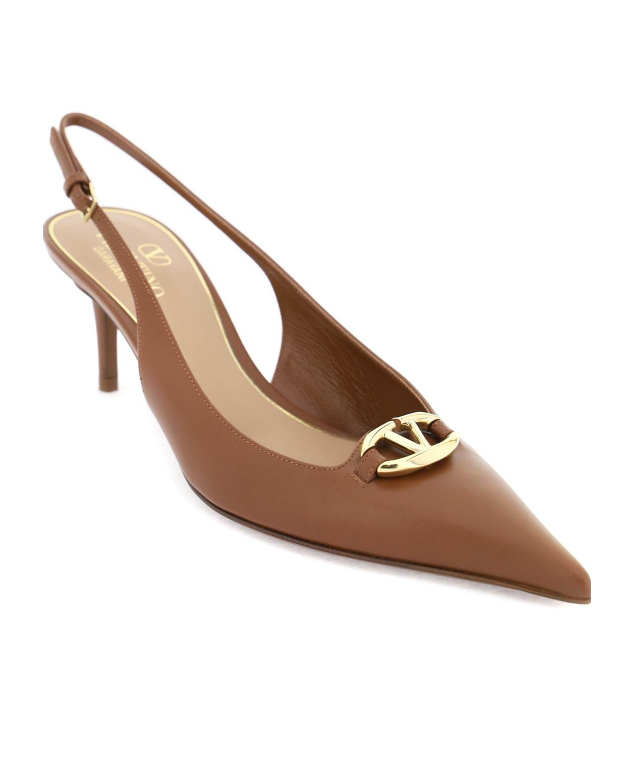 Valentino Slingback Pumps Vlogo The Bold Edition Tobacco In Brown