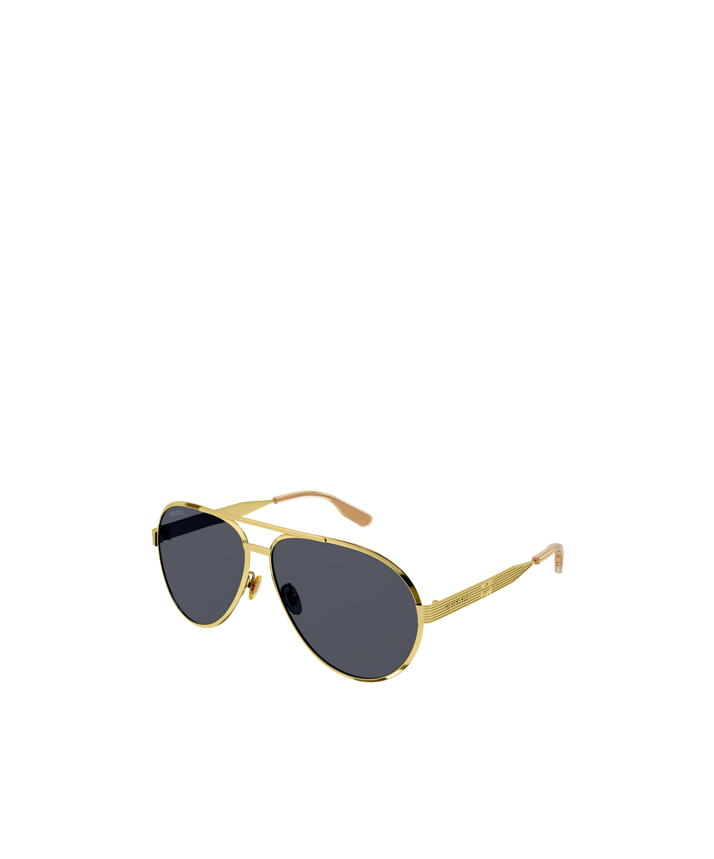 Gucci Men's Double-bridge Metal Aviator Sunglasses In Gray