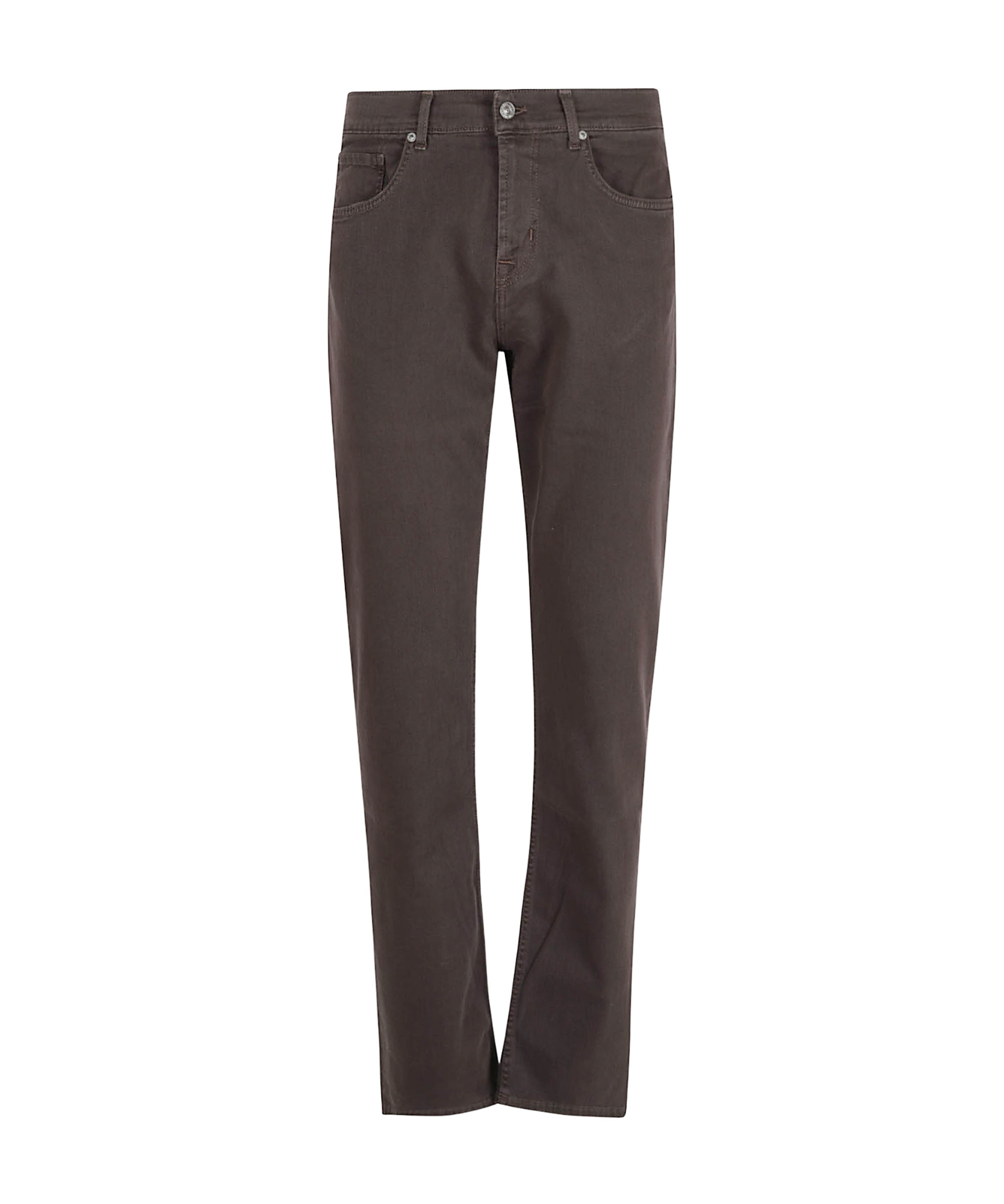 7 For All Mankind The Straight Linen Denim Trousers In Black