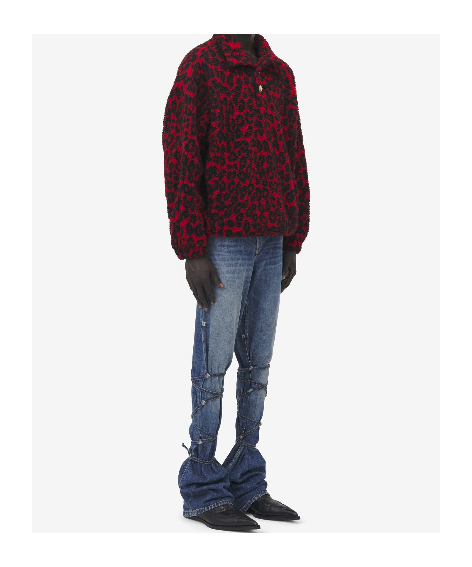 Alexander Mcqueen Leopard Print Fleece Jacket Jackets In Black