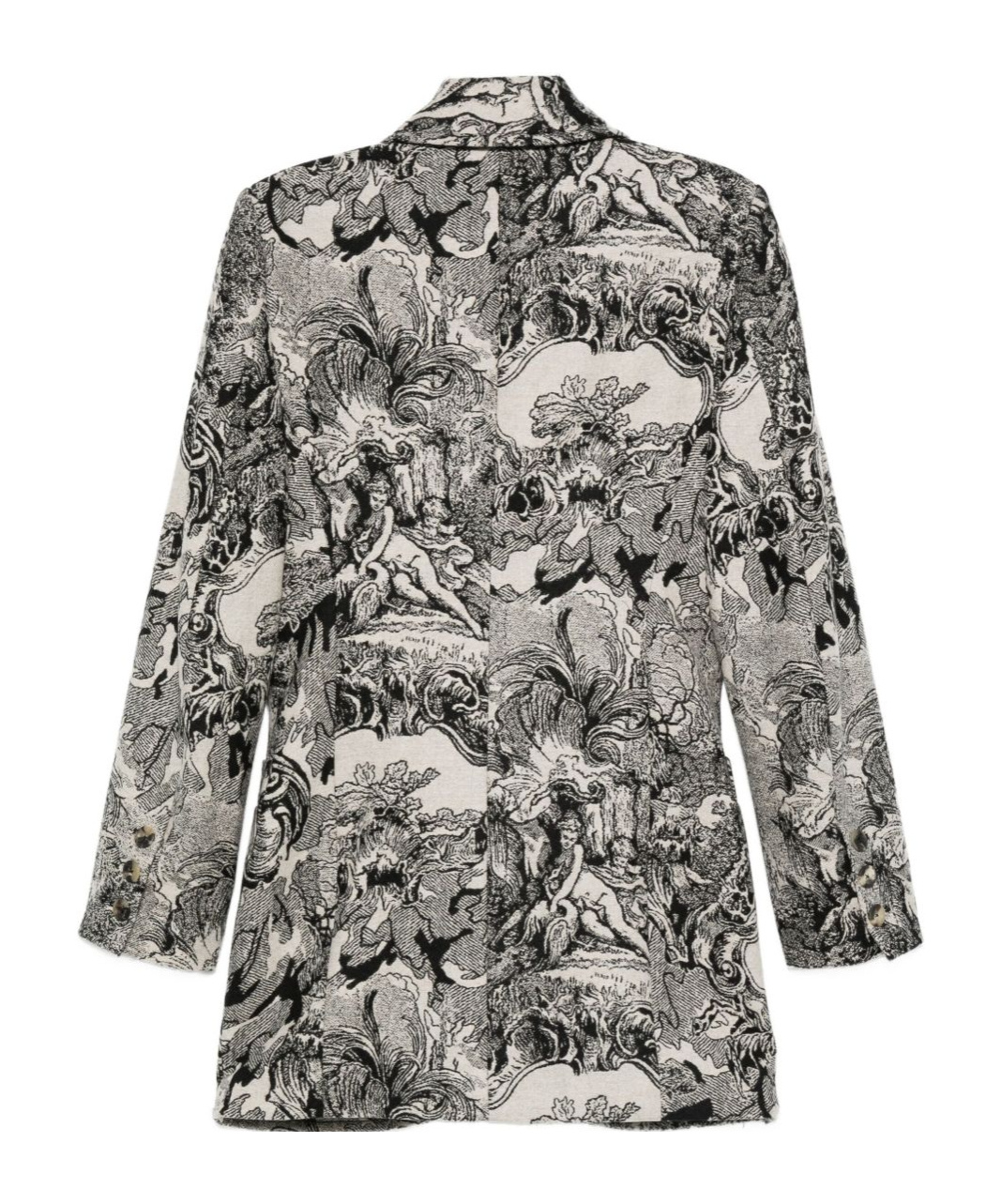 Vivienne Westwood Double-breasted Printed Coat Curved Hem In Black