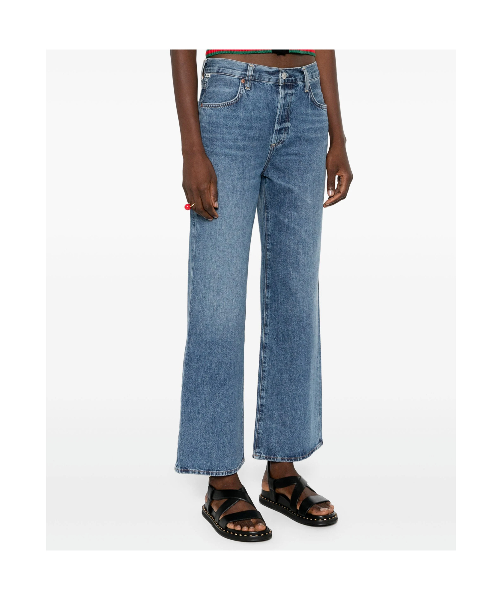 Citizens Of Humanity Demy Ultra High-rise Cropped Flare Jeans In Blue
