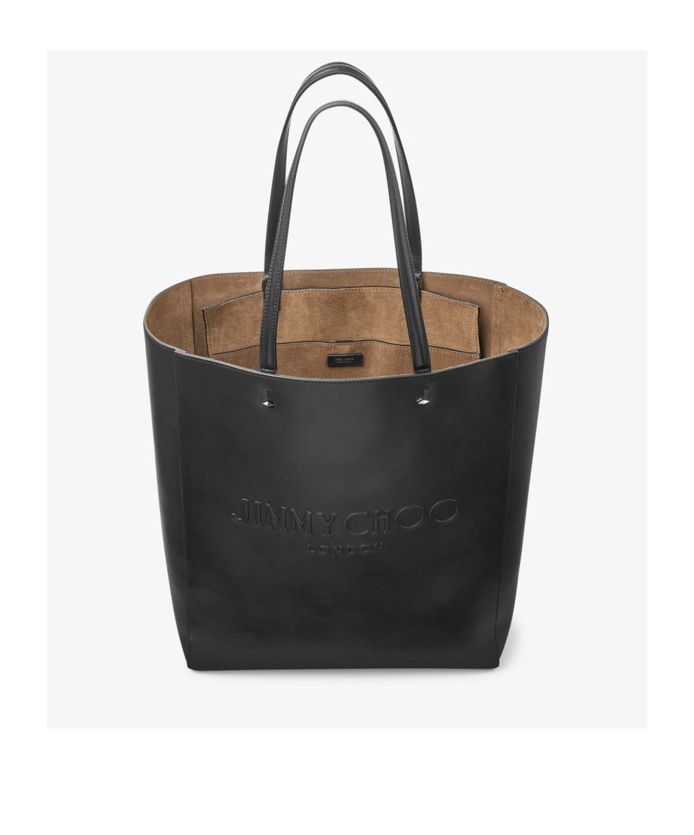 Jimmy Choo Debossed-logo Leather Tote Bag In Black