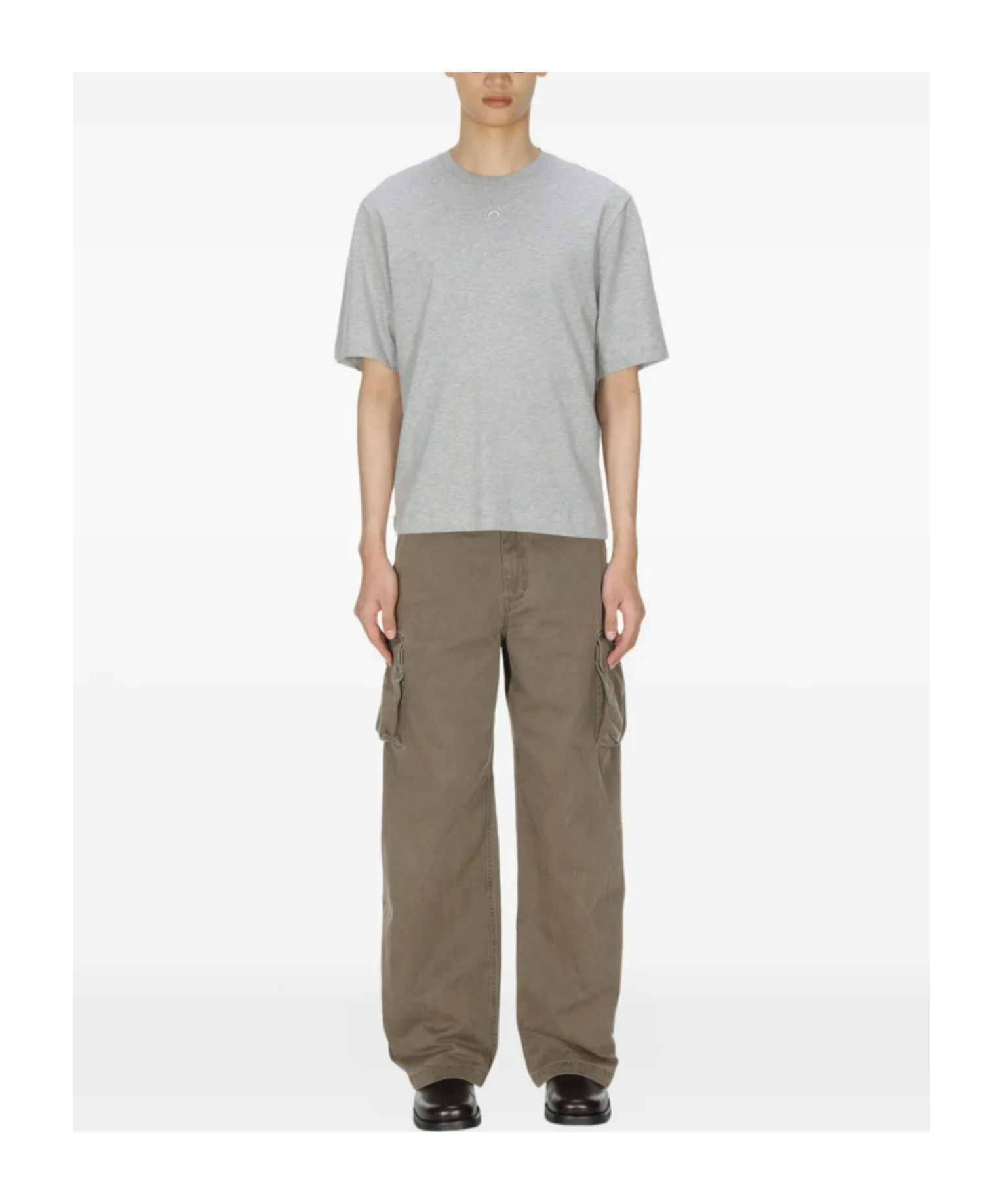 Marine Serre Moon-logo Cotton T-shirt In Gray
