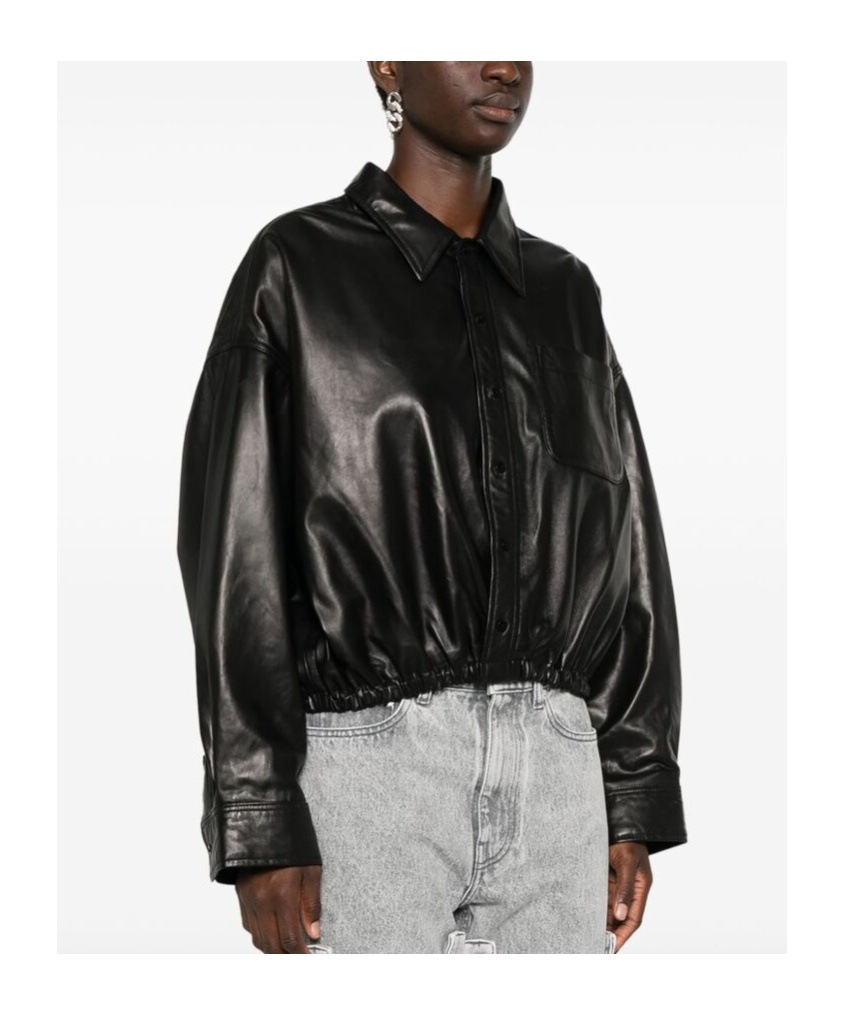 R13 Long-sleeves Leather Shirt In Black