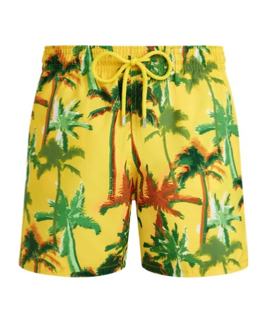 Vilebrequin Ultra-light And Packable Swim Shorts Palms Offset In Yellow