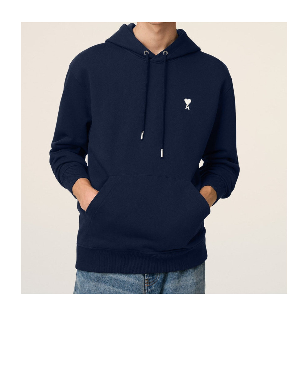 Ami Alexandre Mattiussi Heart Hoodie Kangaroo Pockets In Black