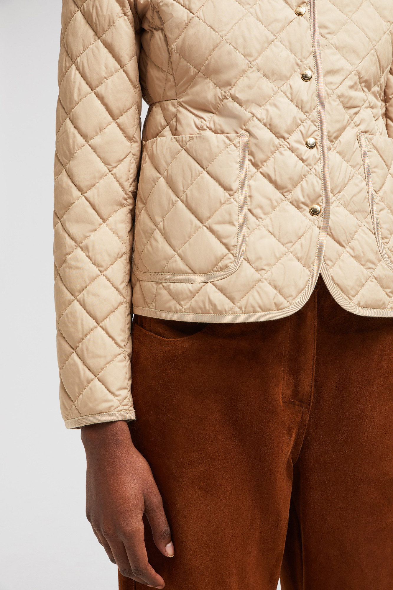 Moncler Beige Epin Puffer Jacket In Nude
