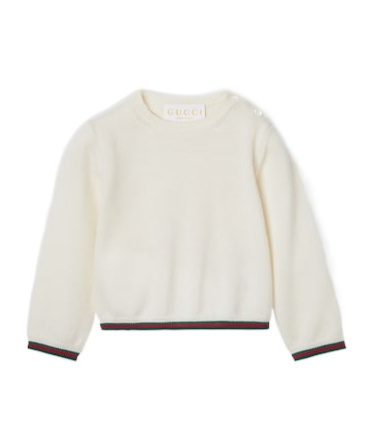 Gucci Baby Wool Sweater With Web In White