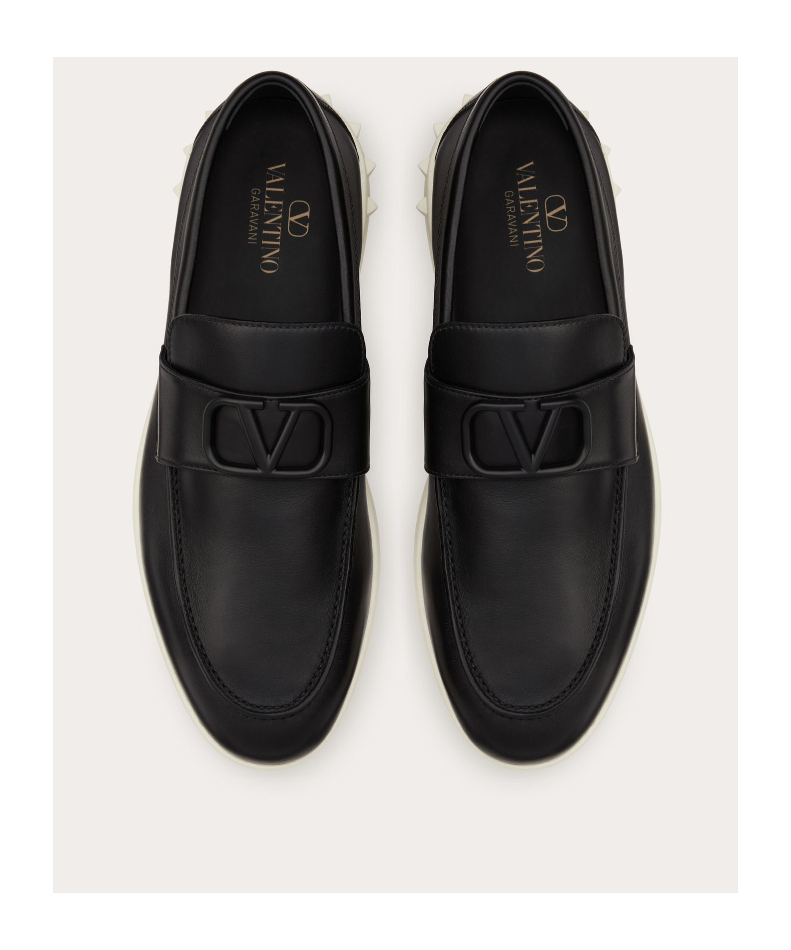 Valentino Garavani Vlogo Signature Slip-on Shoes With Rockstud Details In Black
