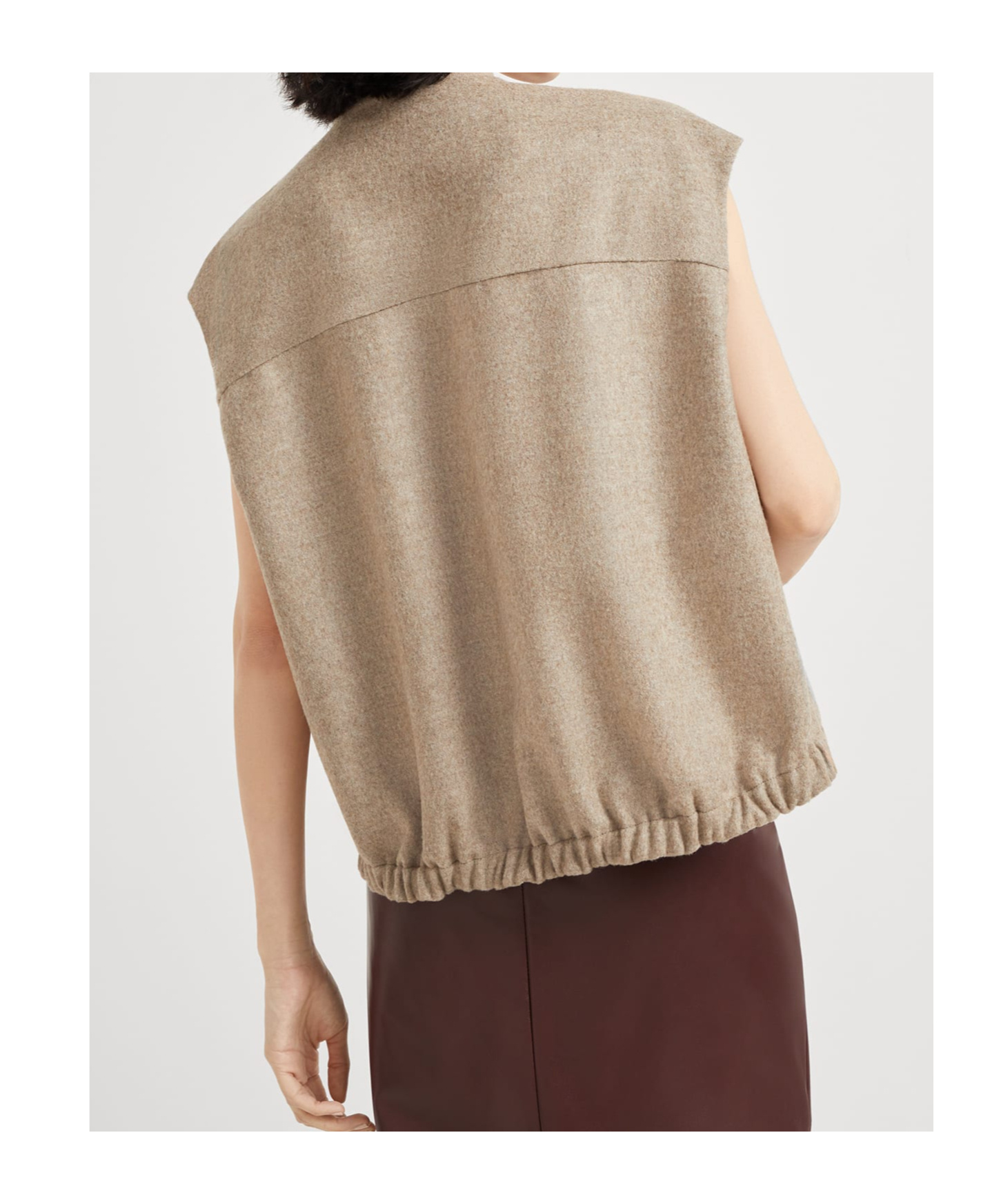 Brunello Cucinelli Zip-up Fluid Double Face Wool Vest In Brown