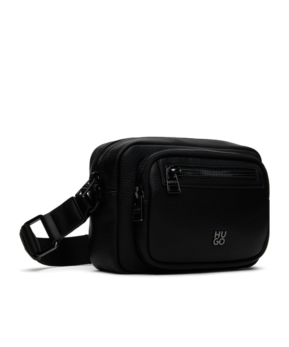 Hugo Boss Logo Zipper Cross-body Bag In Black
