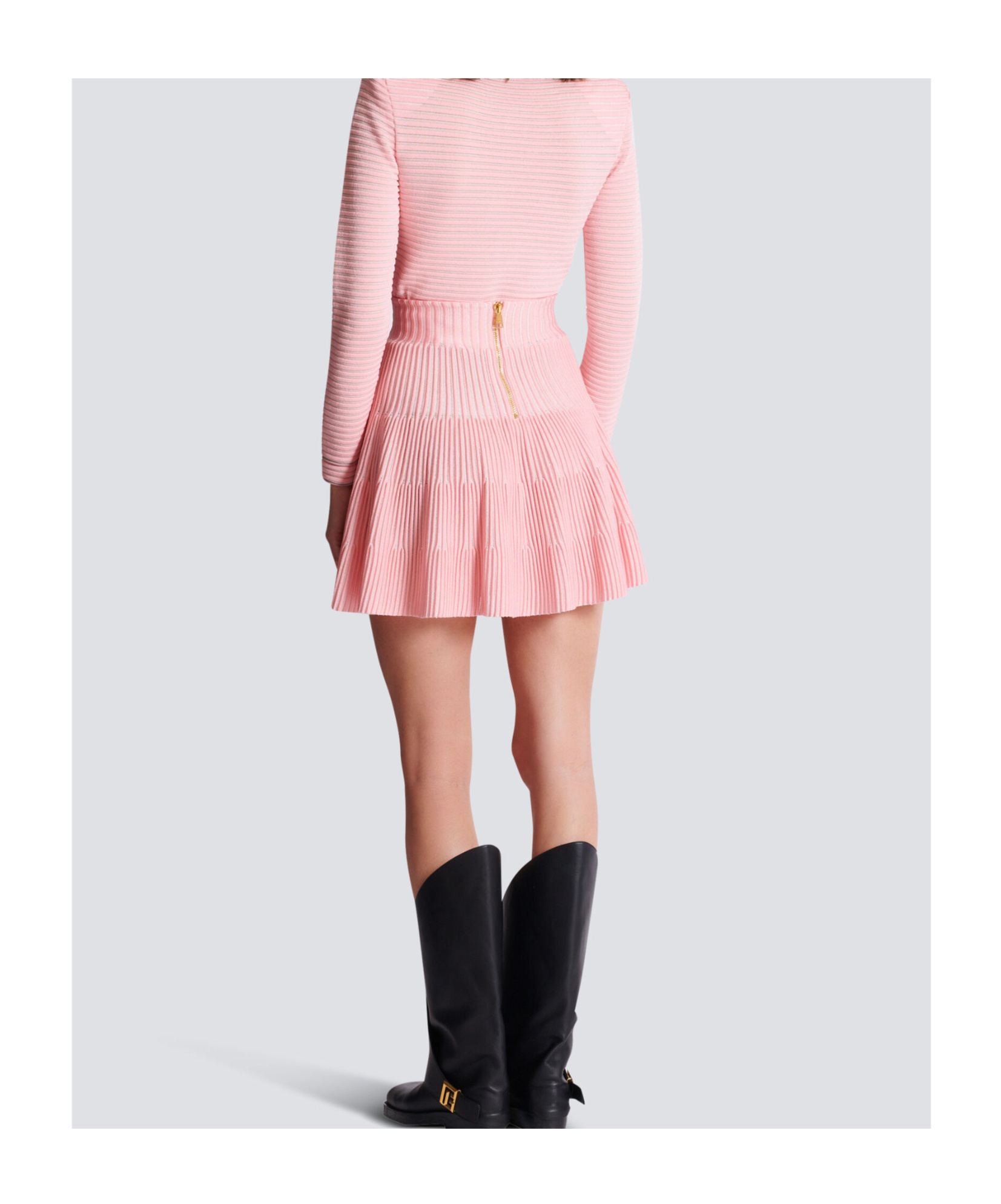 Balmain A-line Textured Knit Skirt