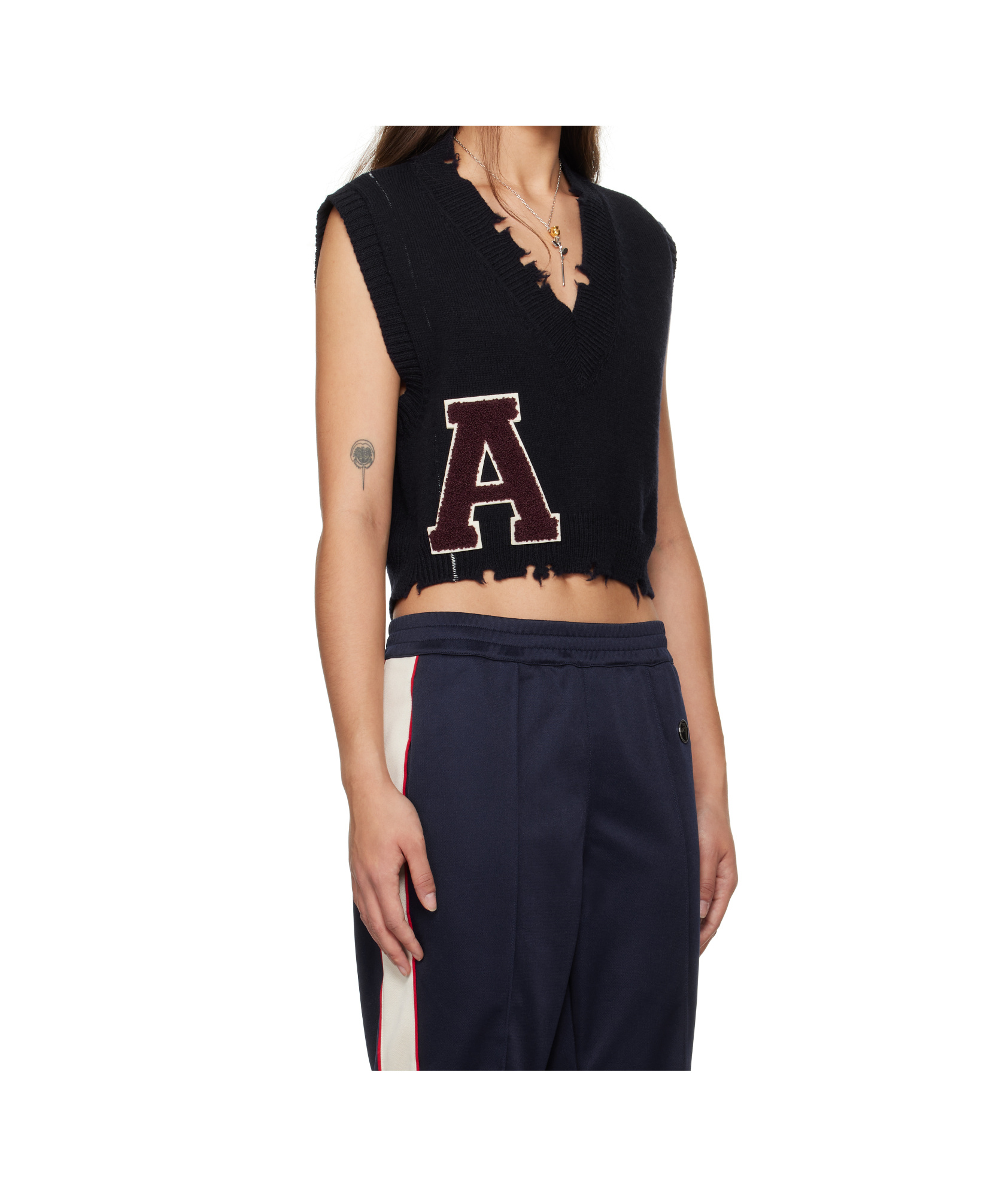 Shop Ambush Raw-cut Knitted Vest In Black