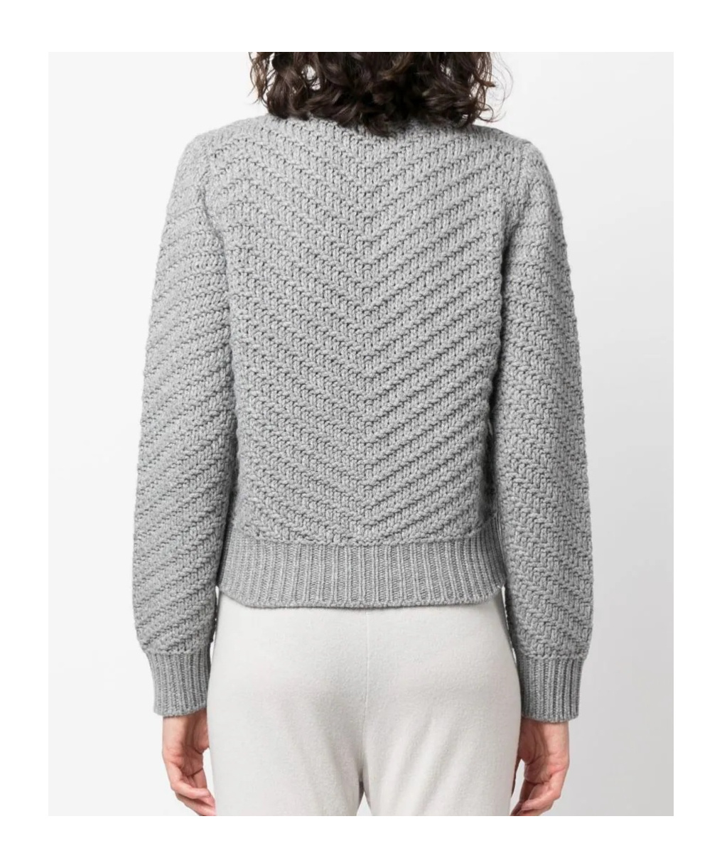 Fabiana Filippi Rib Trim Patterned Knit Sweater In Gray