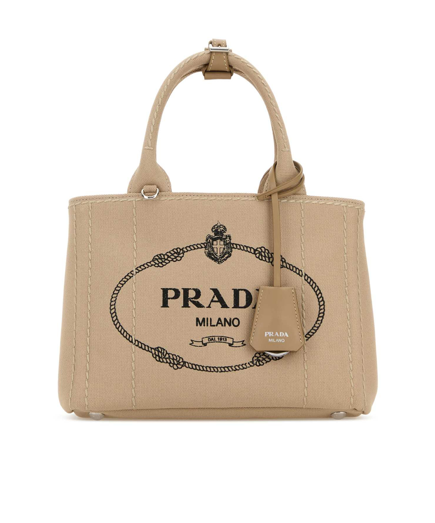 Prada Jardinière Logo Detailed Tote Bag In Gray