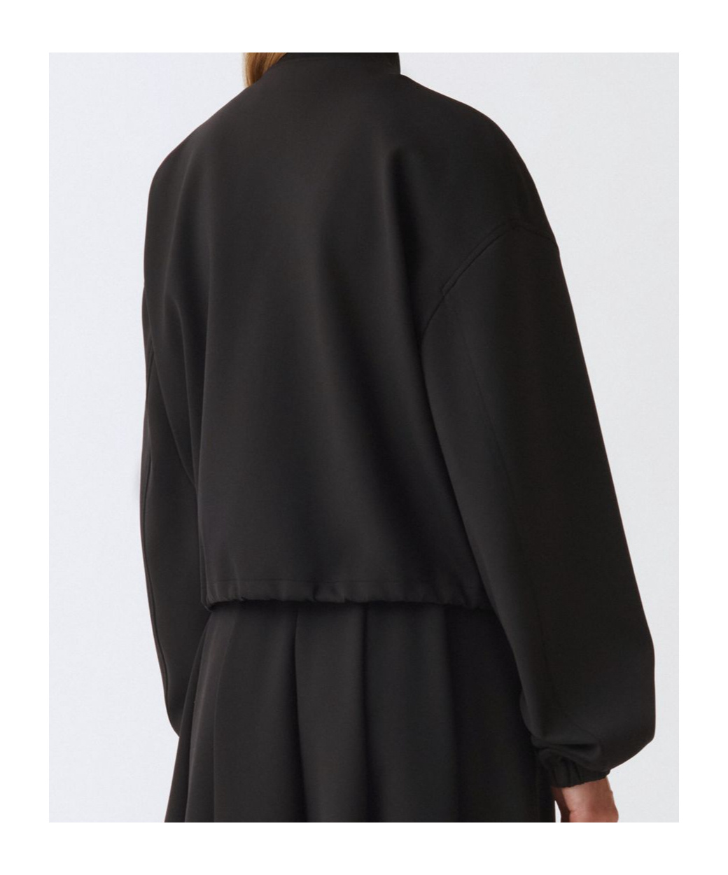 Shop Fabiana Filippi Knitted Collar Scuba Bomber Jacket In Black