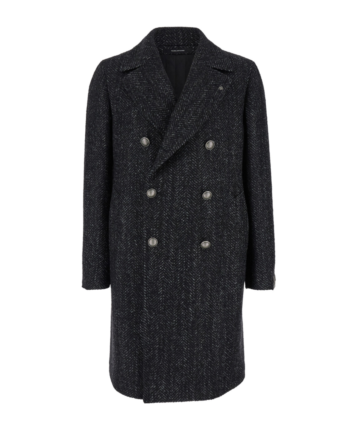 Tagliatore 'arden' Dakr Grey Double Breasted Coat With Buttons In Black