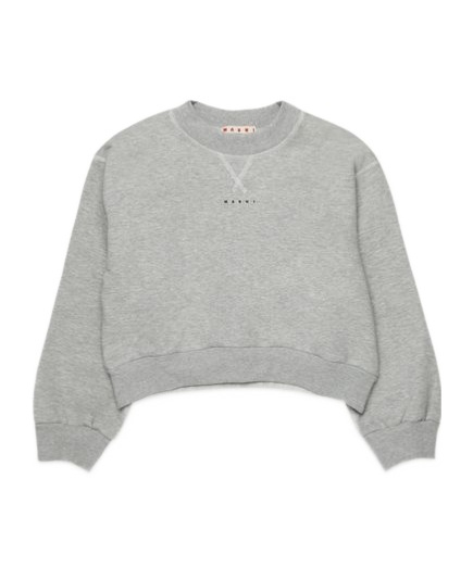 Marni Crew-neck Sweatshirt With Contrasting Seams In Gray