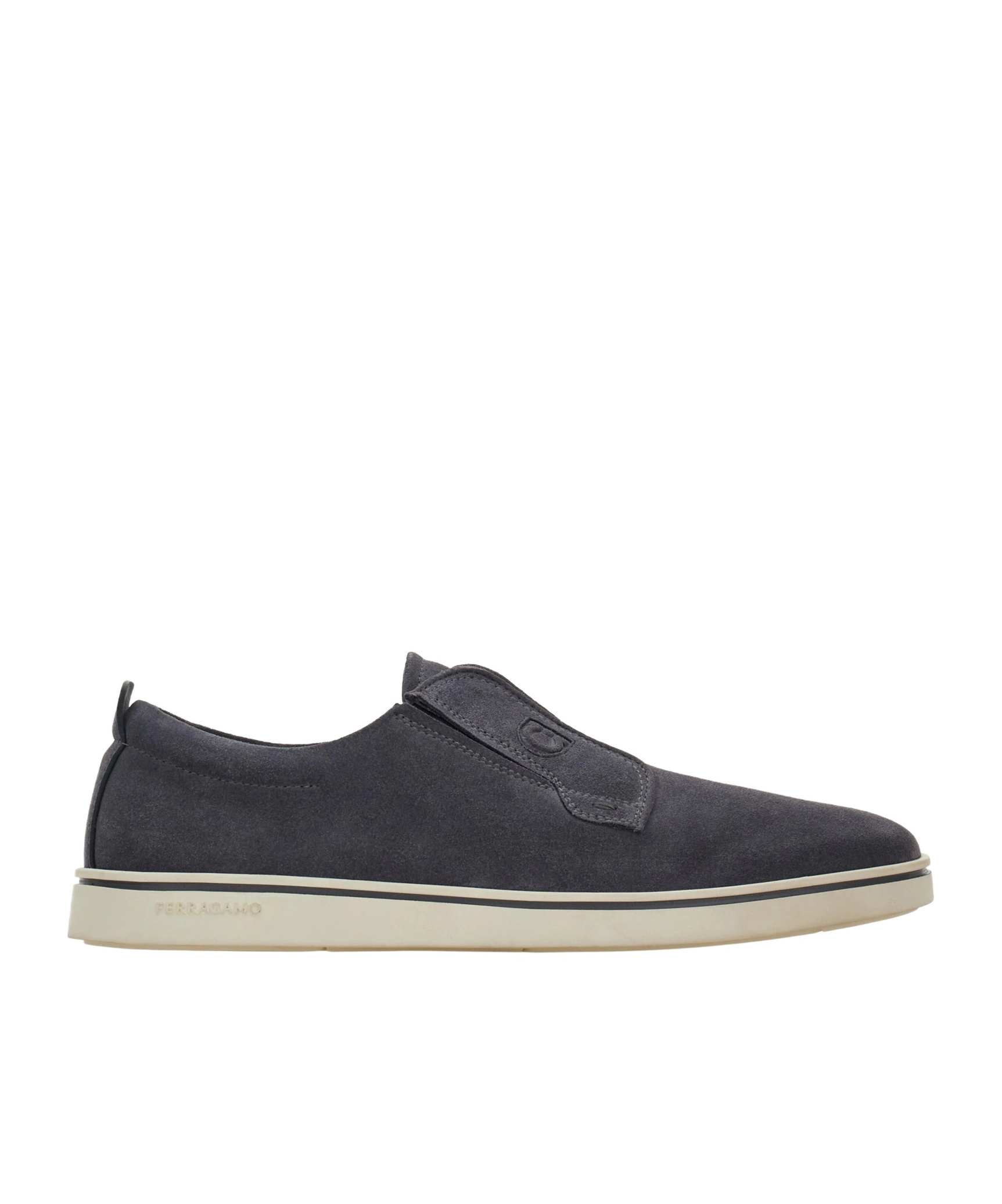 Ferragamo Navy Blue Laceless Sneakers In Blue