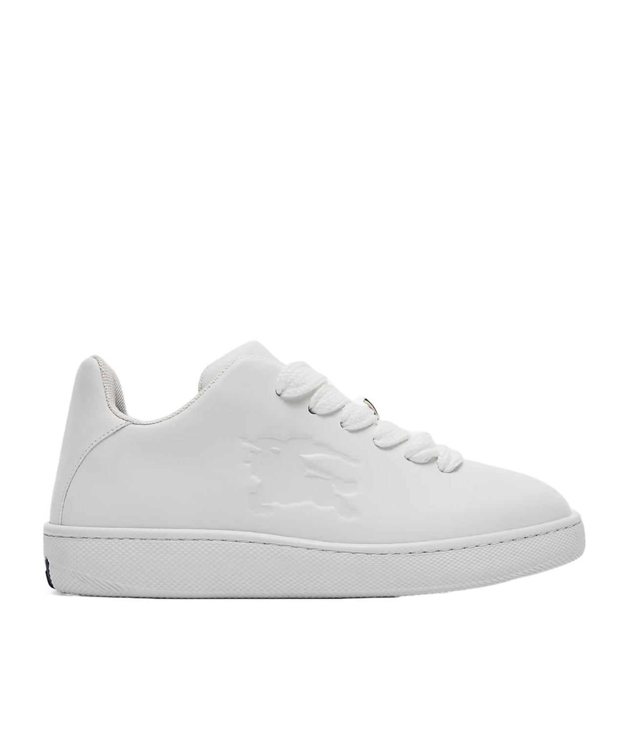 Shop Burberry Twisted Metal Detail Leather Sneakers In White