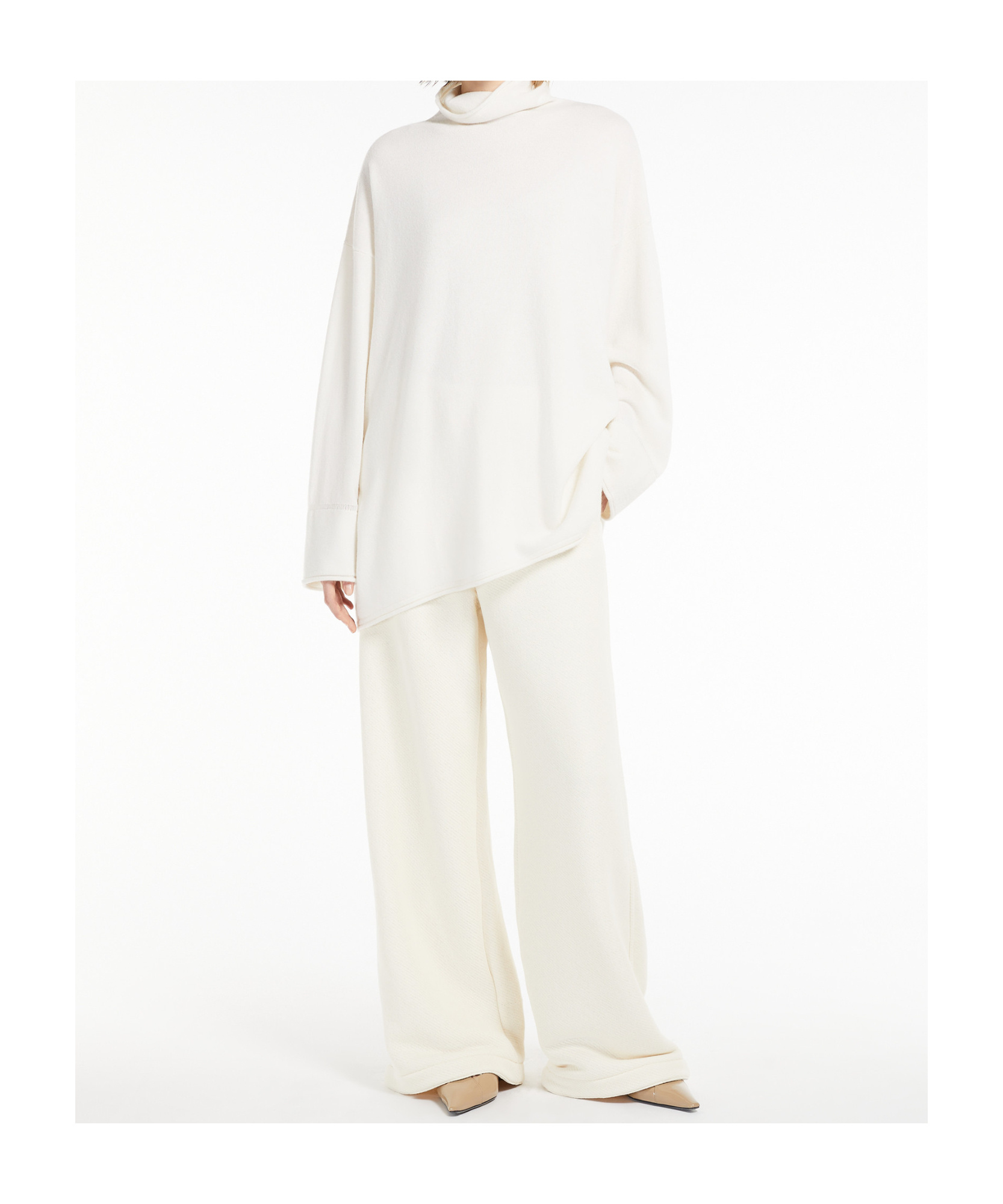 Max Mara Wide-leg Mid-waist Casual Pants In White